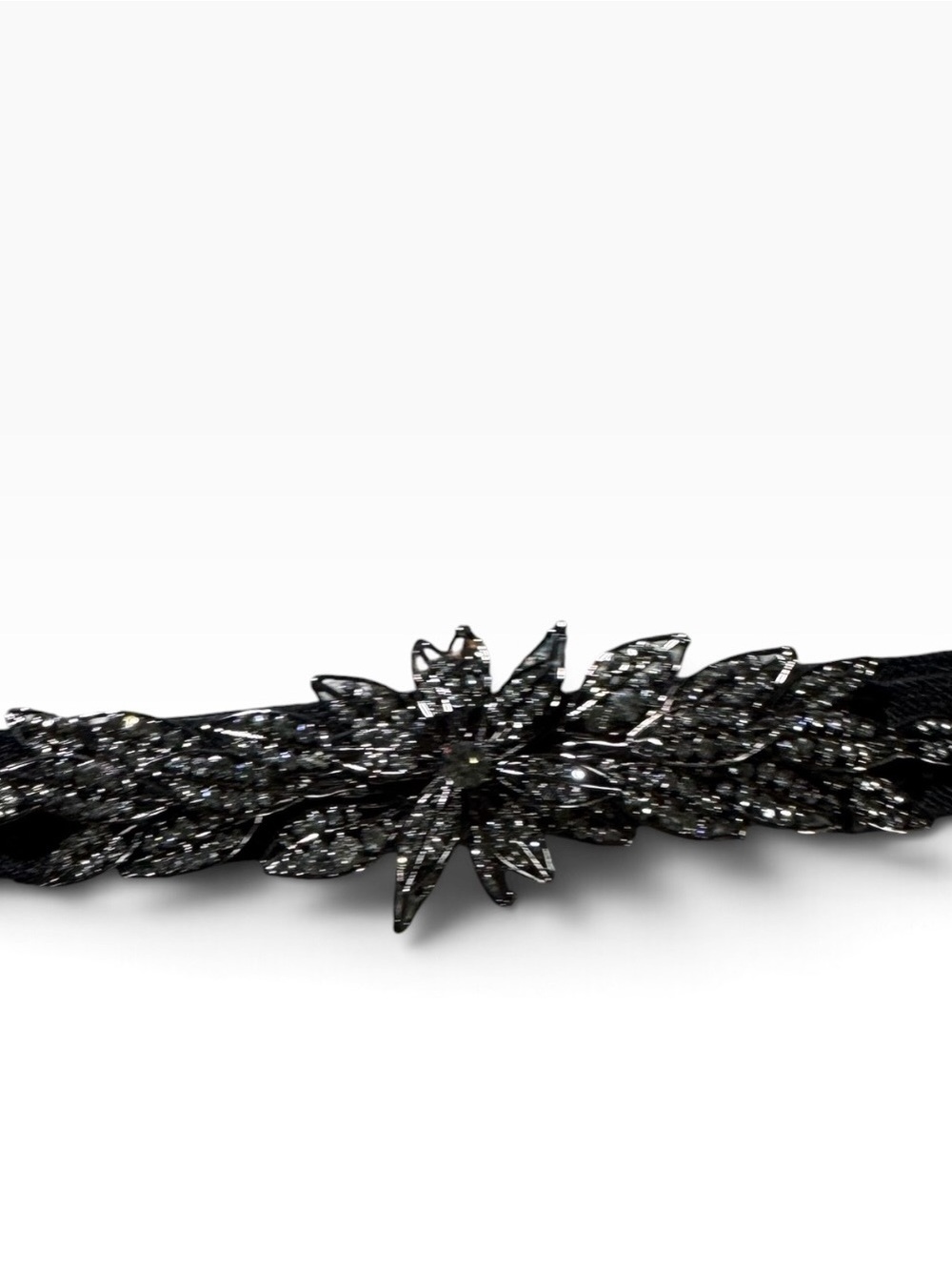 NWT BCBG Embellished Black Crystal Floral Glam Belt US Women’s XS / S